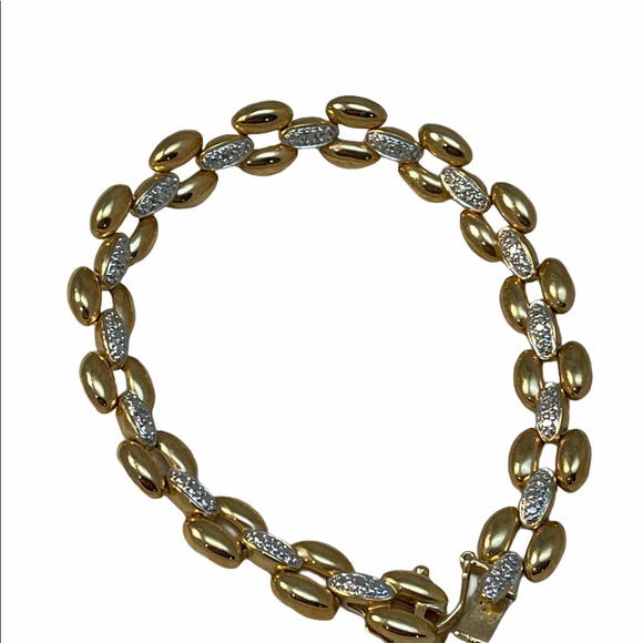 Sterling silver gold plt illusion link bracelet - Picture 4 of 5